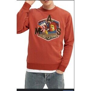 Scotch & Soda Felpa Organic Cotton Embroidered Sweatshirt Red Earth NEW Size M